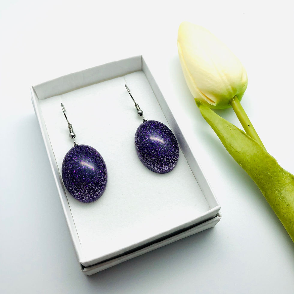 Thumbnail: Oval Glitter Resin Drop Earring