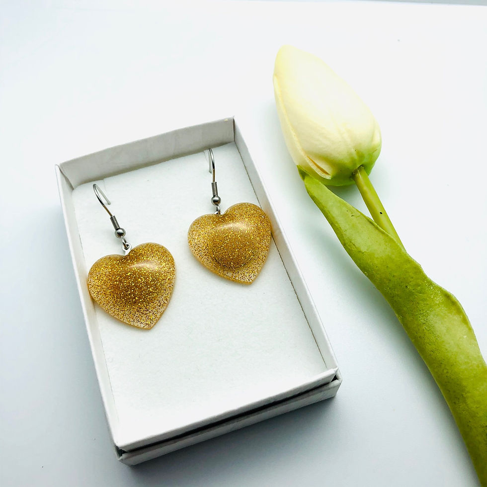 Thumbnail: Heart Glitter Resin Drop Earring
