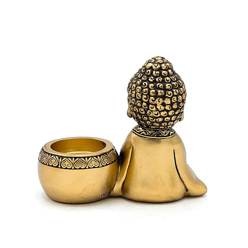 Miniaturbild: Teelichthalter, betender Buddha, goldfarben