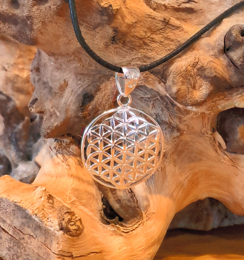 Kettenanhänger mit Blume des Lebens aus 925er Silber, Ø 25mm