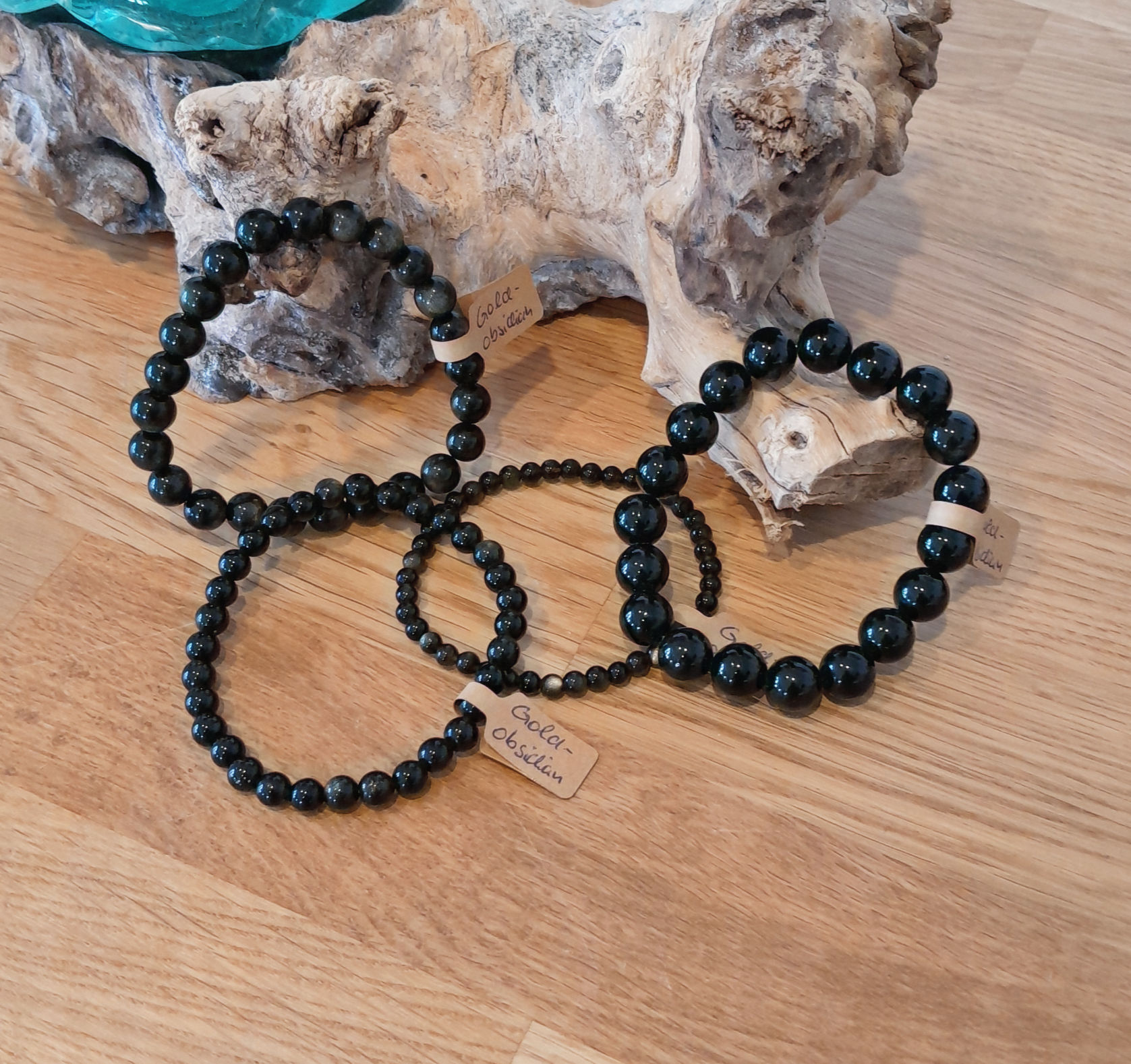 Goldobsidian Armband, Erlösung & spirituelle Fähigkeiten, versch. Perlengrößen