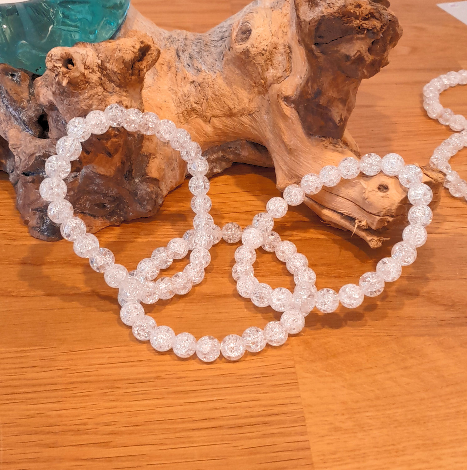 Bergkristall (gecrackelt) Armband, Klarheit & Objektivität, 8mm Perlen