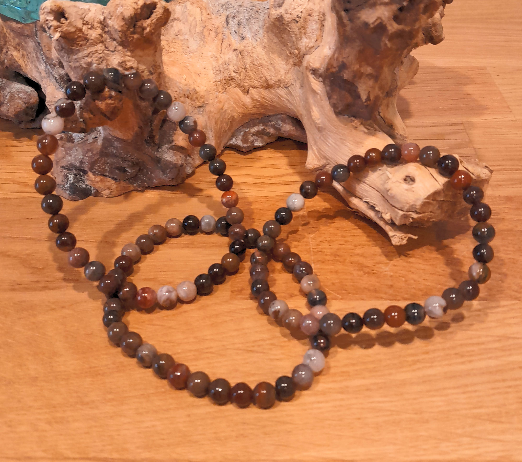 Versteinertes Holz Armband, Realitätssinn & Bodenständigkeit, 6mm, Übergröße