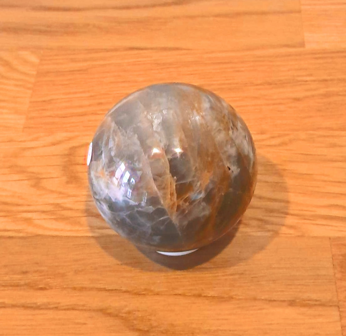 Mondstein Kugel, bräunlich-rot und grau