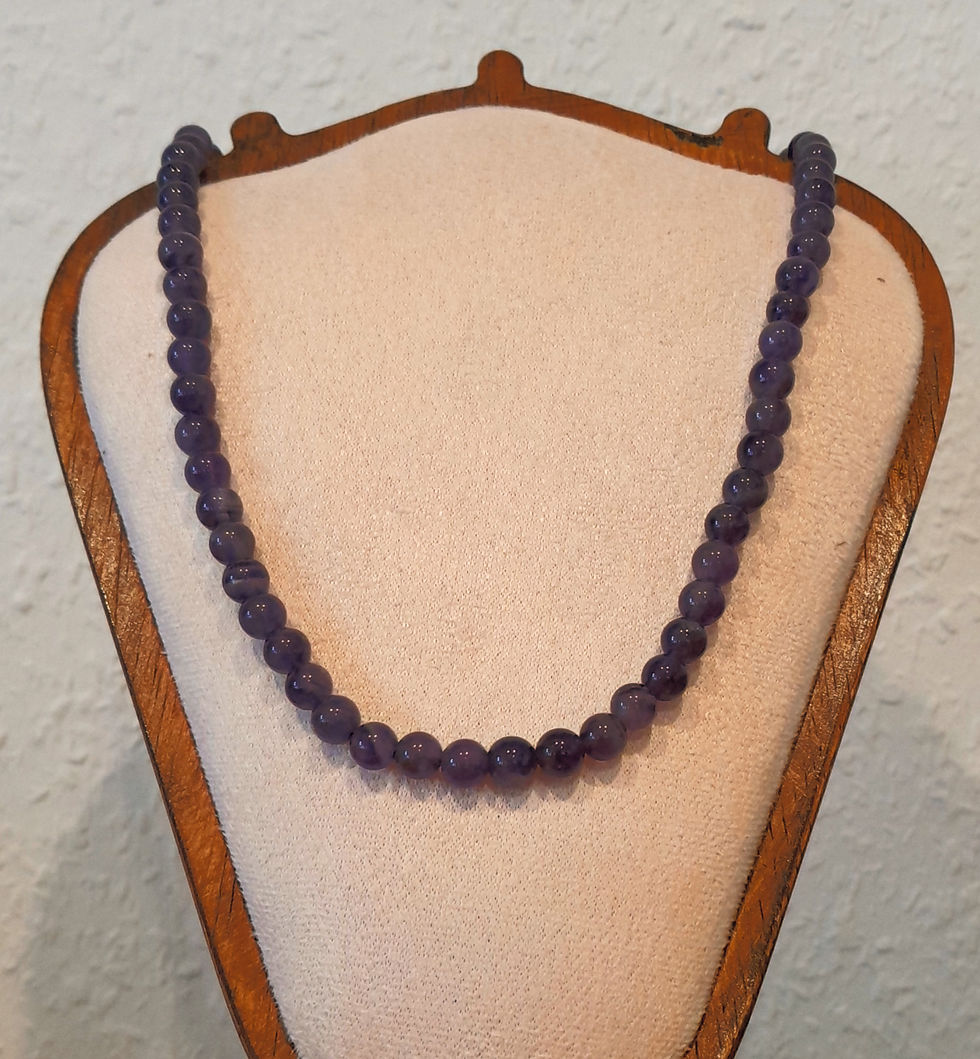 Halskette mit Amethyst, 6mm Perlen