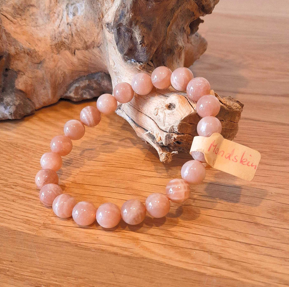 Miniaturbild: Aprikosen Mondstein Armband, Emotionalität & Träume, 8mm Perlen