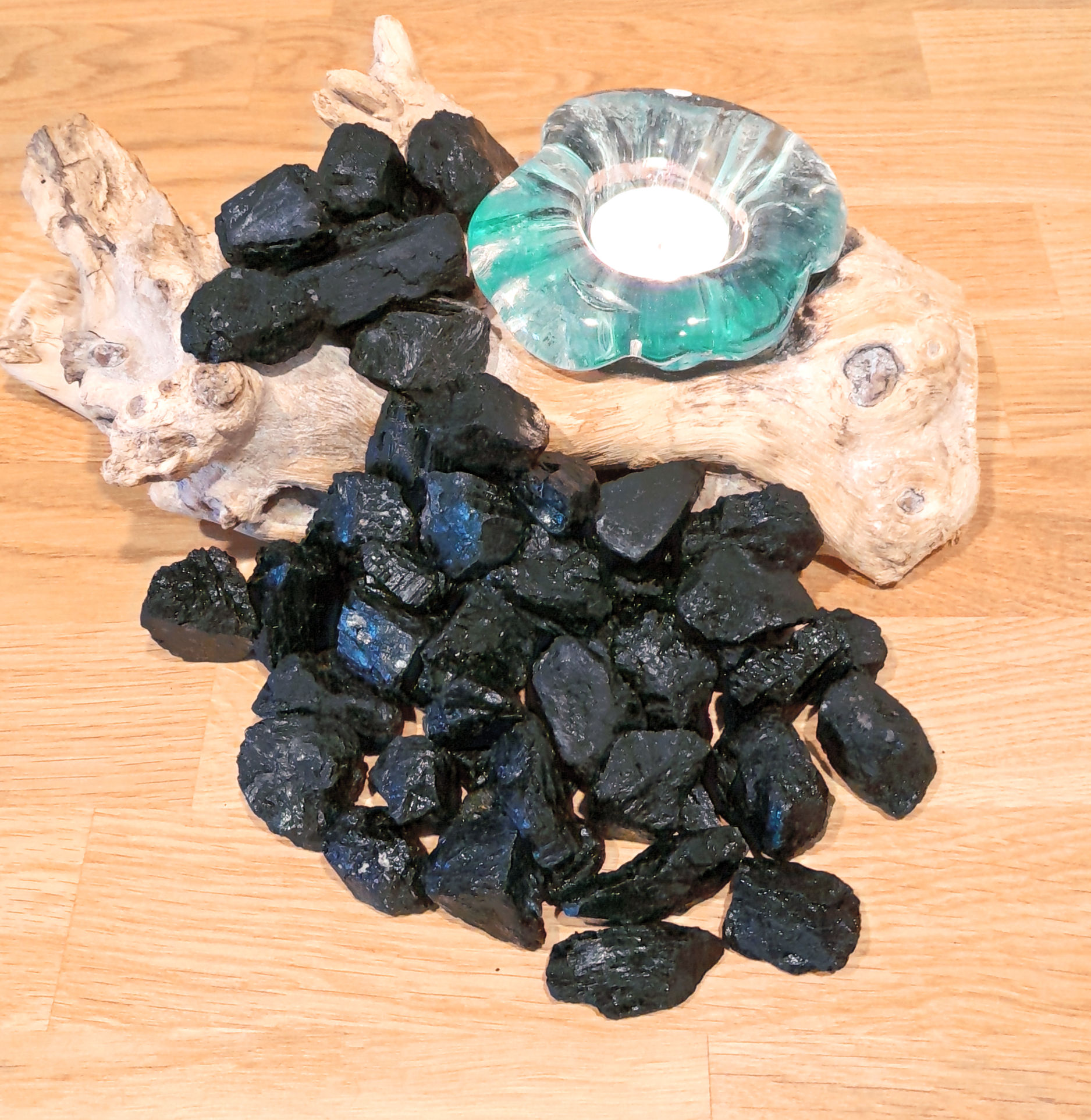 Schörl Wassersteine, schwarzer Turmalin, Rohstein, 100g