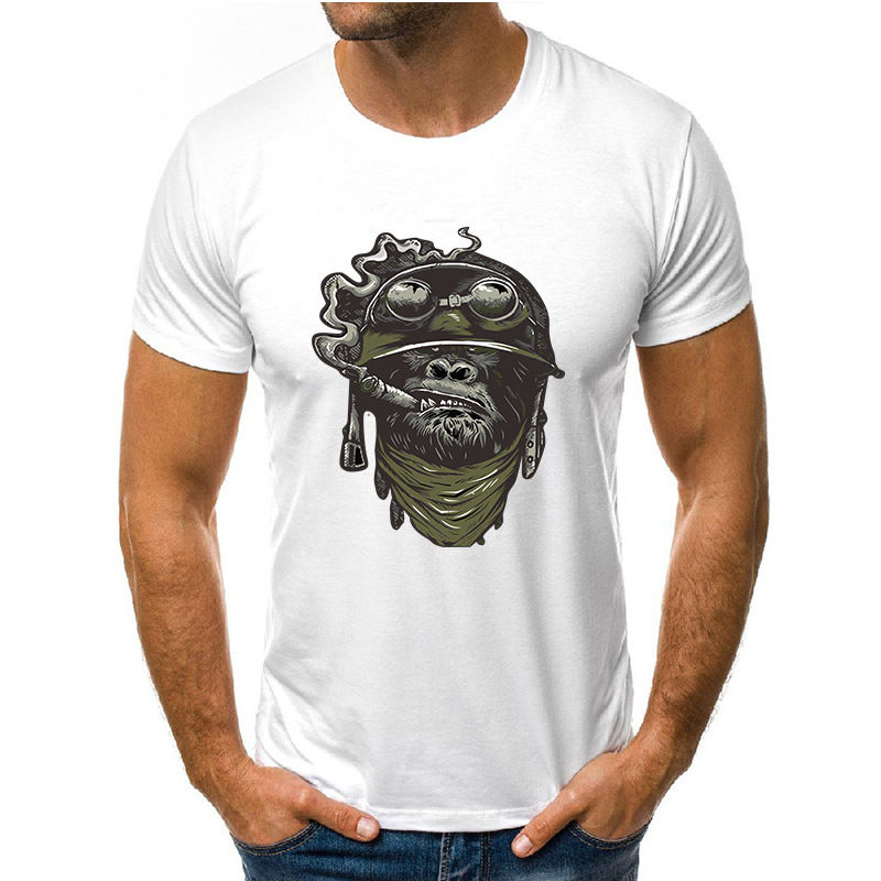 Miniatura: Men's Printed T-Shirt in Combed Cotton, Round Neck