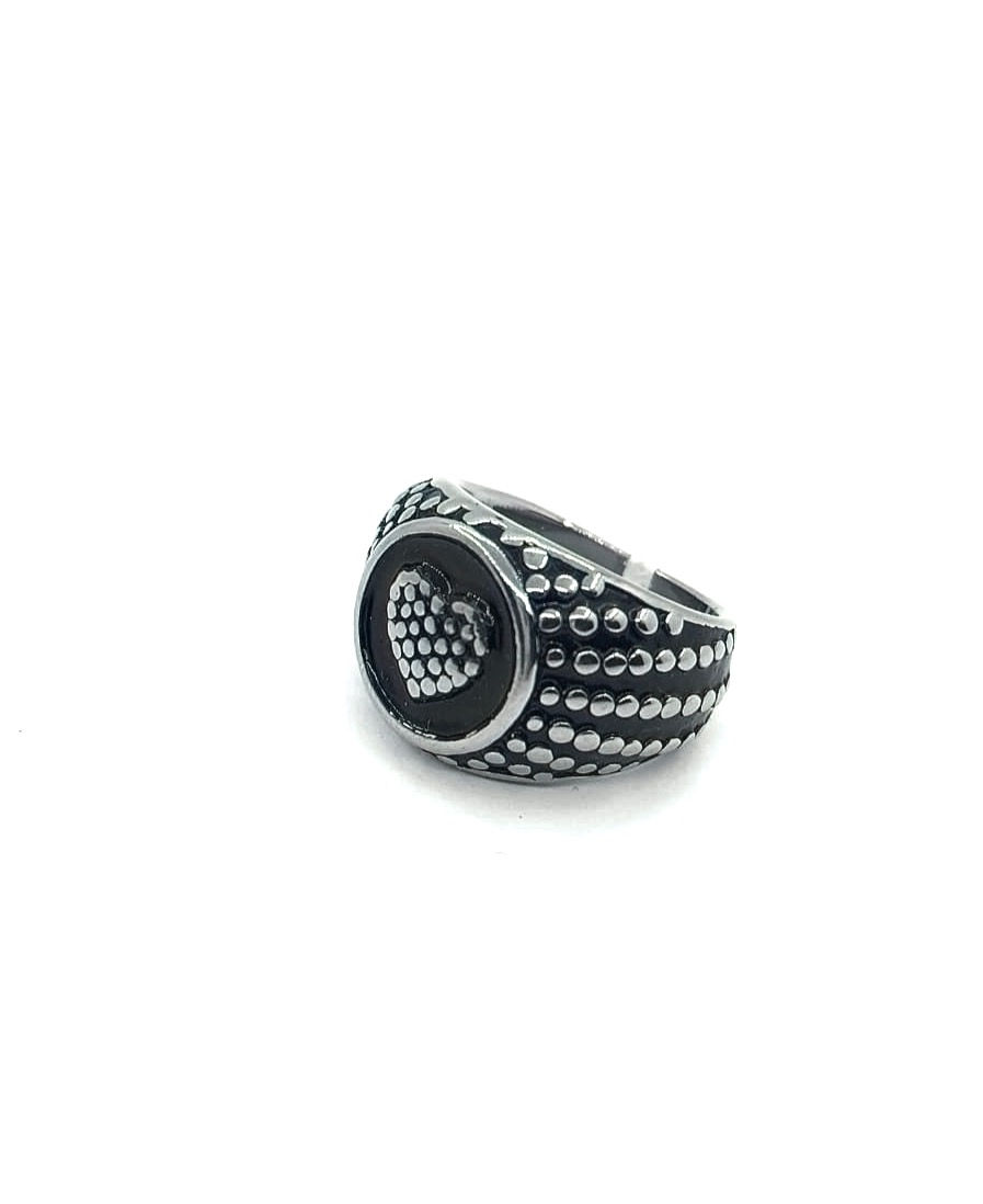 Miniatura: Anello cuore puntinato in acciaio inox