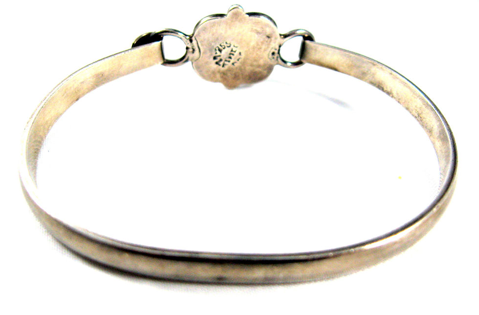 Thumbnail: Vintage Sterling Silver 925 Taxco Mexico Dichroic Glass Bracelet