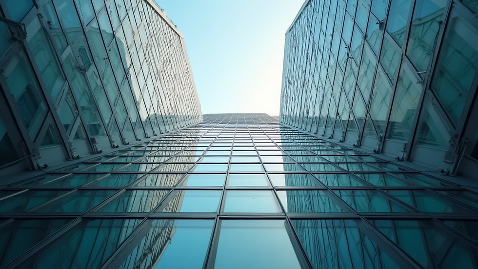 Wide-angle view of a modern office building