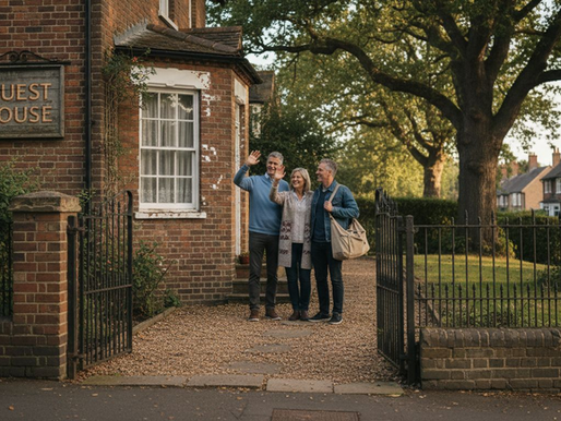 Guests arriving at brick guest house