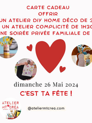 Spécial Fête des mères: Offrir une Carte Cadeau pour une Expérience Créative à Annecy.