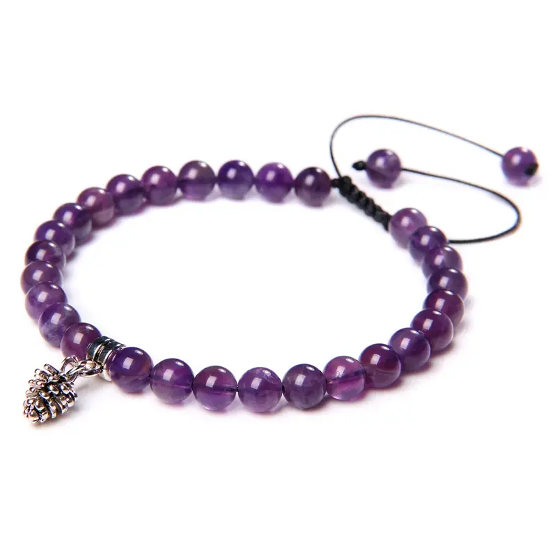 Thumbnail: Natural Healing for Peace, Sleep & Serenity - Purple Amethyst Bracelet