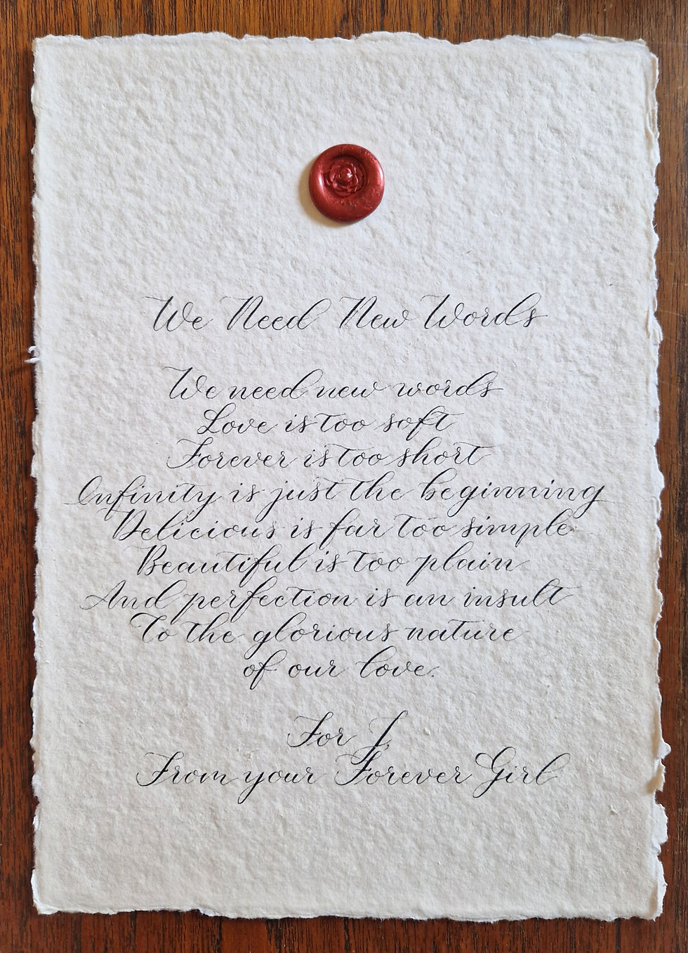 Thumbnail: Personalised Calligraphy Quote on Handmade Paper