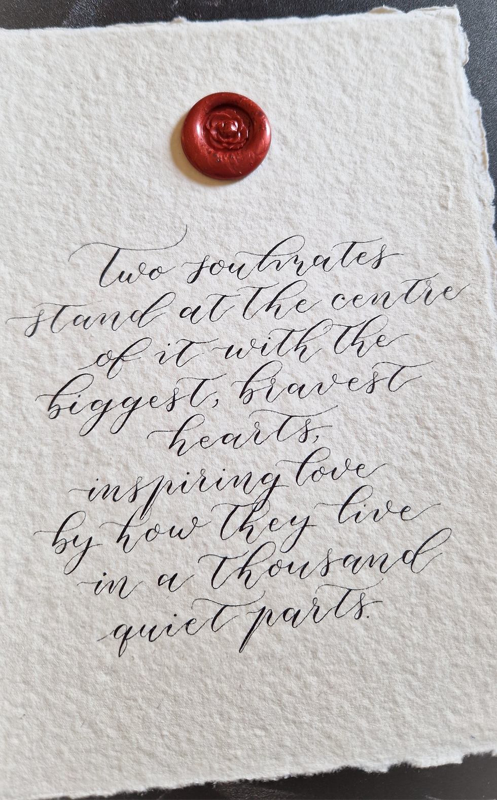 Thumbnail: Personalised Calligraphy Quote on Handmade Paper
