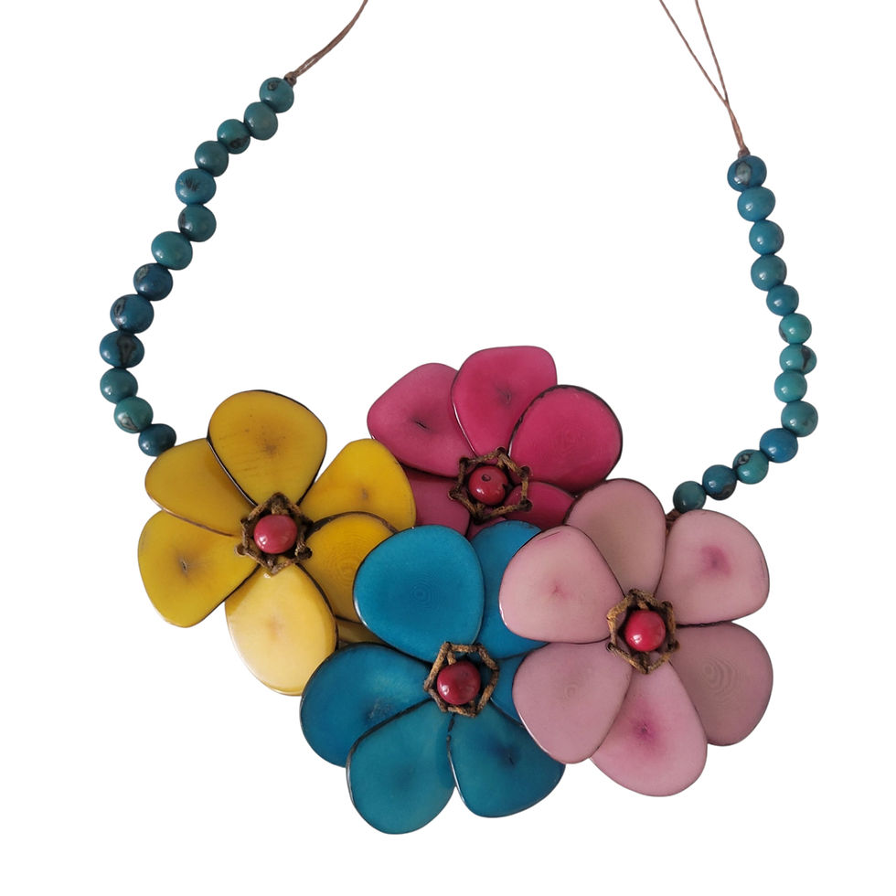 Thumbnail: Blooming flowers tagua oversized bib necklace