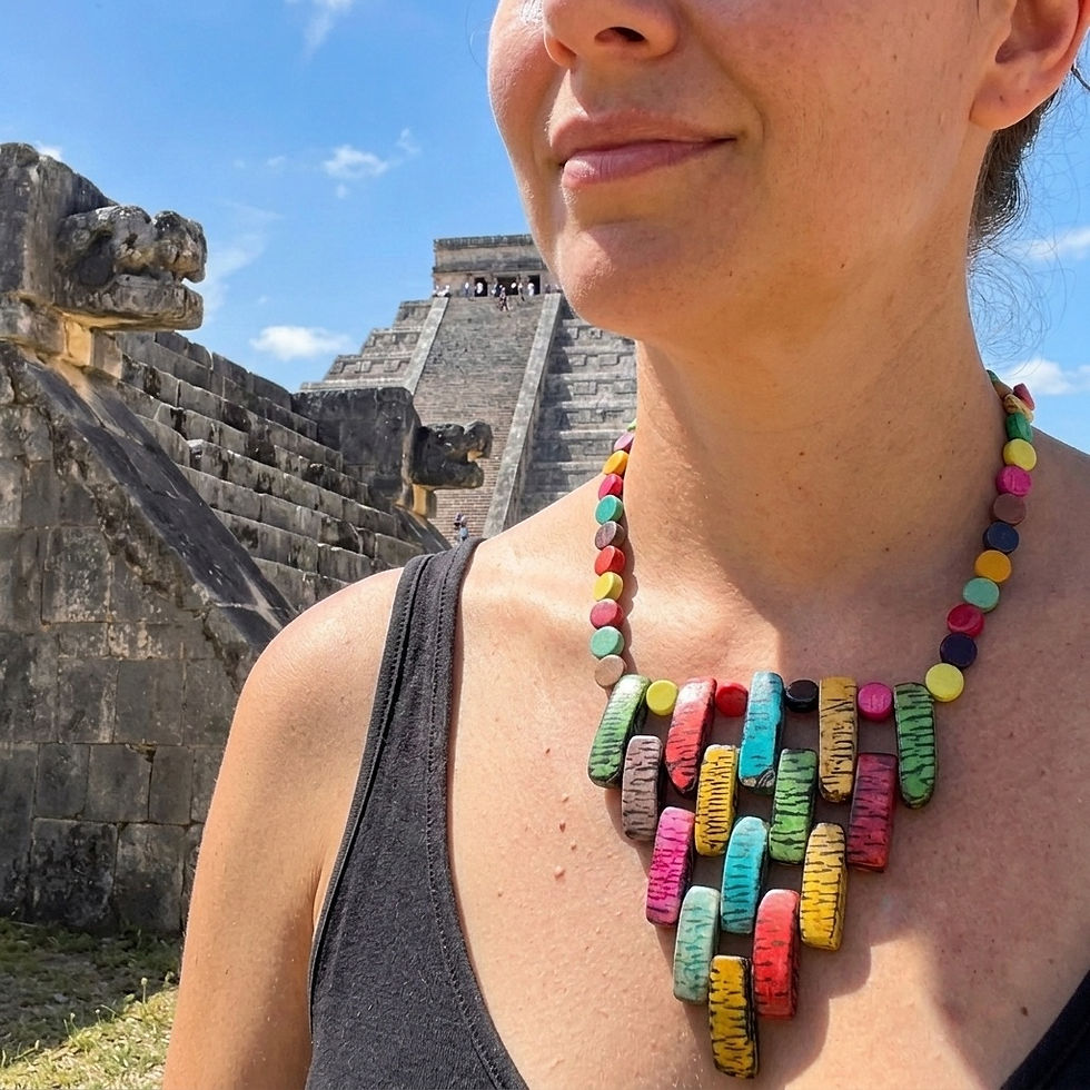 Thumbnail: Mayan tribal pyramid necklace tagua bib