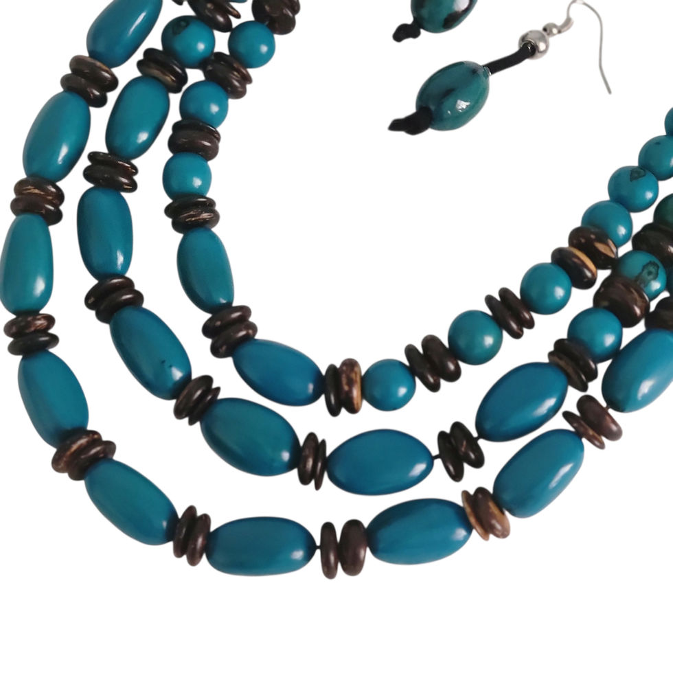 Thumbnail: Acai tagua and coconut layered turquoise necklace