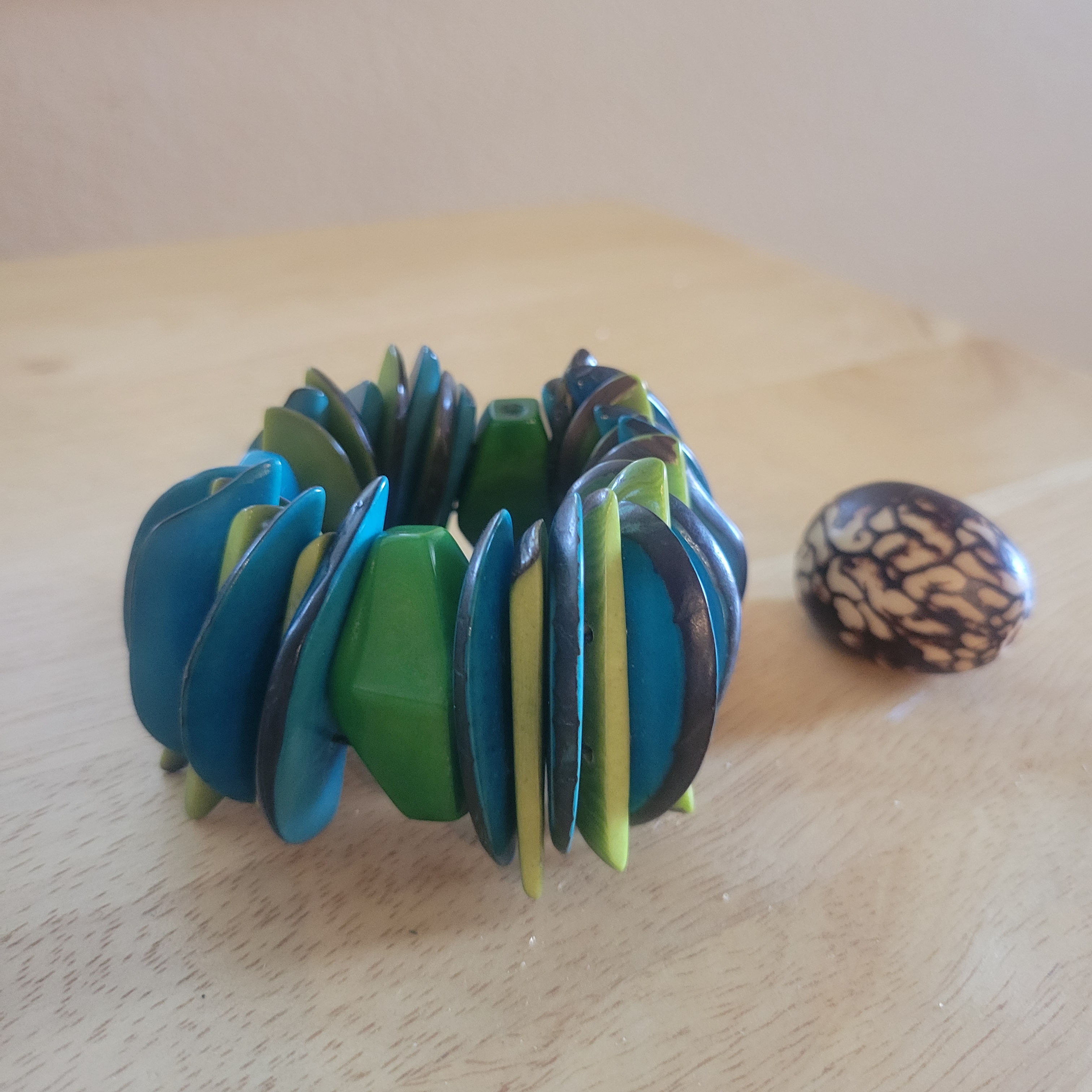 Moons and Diamonds tagua chunky bracelet