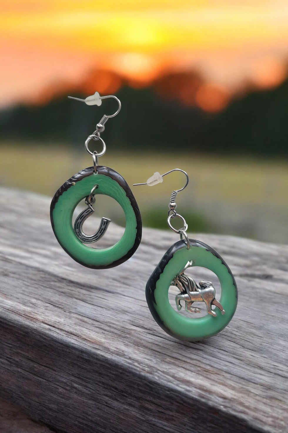 Thumbnail: Horse lover tagua earrings equestrian jewelry my horse my unicorn