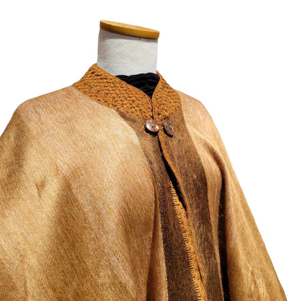 Thumbnail: Alpaca fleece natural brown cape  made in the Andes of Ecuador