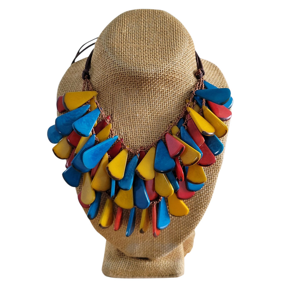 Thumbnail: Rainforest Warrior in Parrot feathers crochet tagua necklace