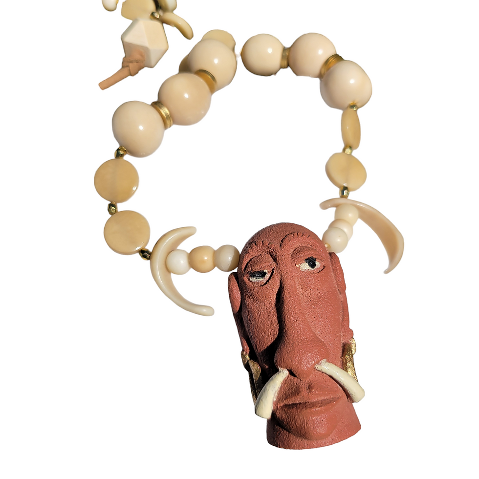 Thumbnail: Bali Hai unisex necklace Ivory nut and gold 