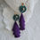 Thumbnail: Toquilla Straw OOAK  and purple long Tassels earrings