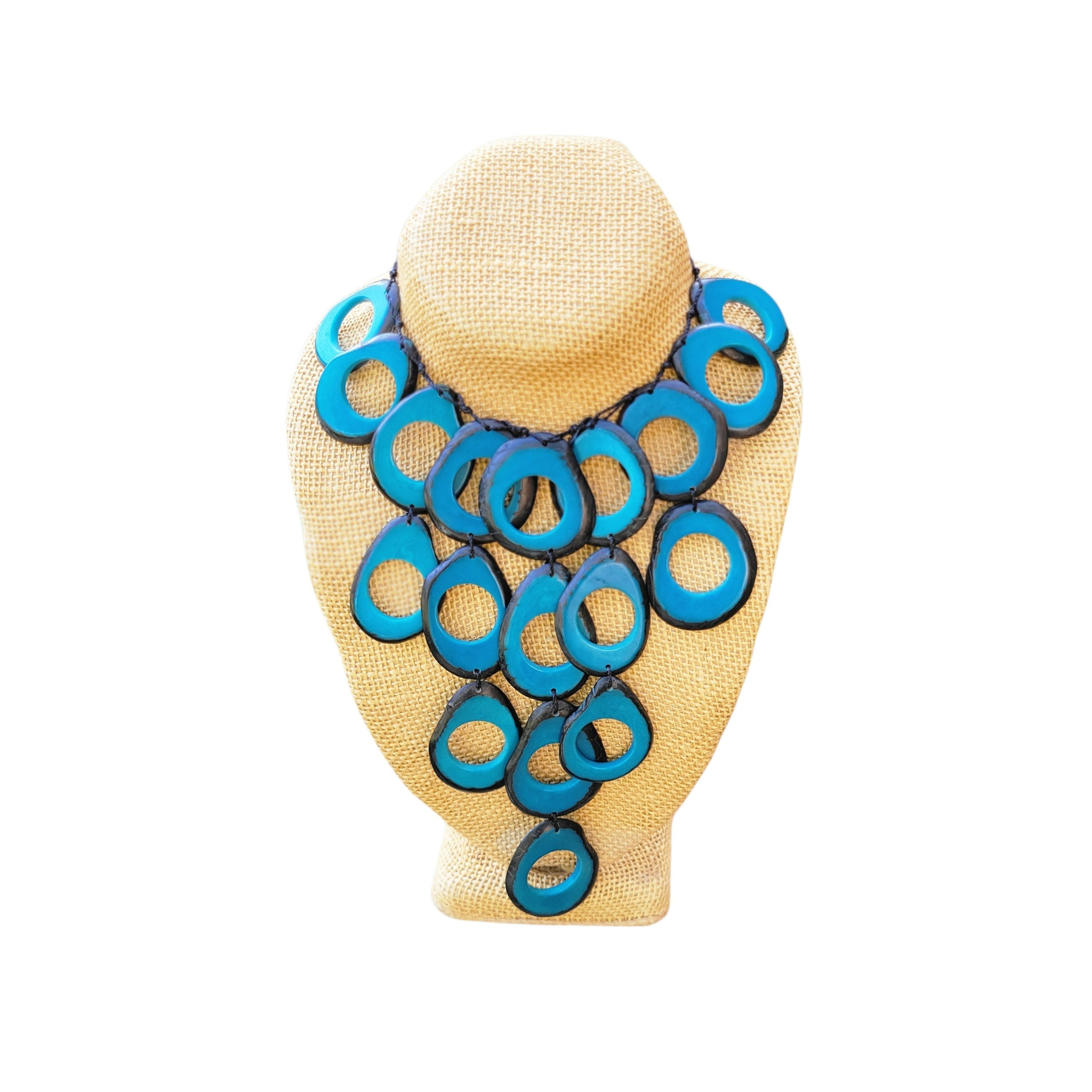 Hollow rings tagua waterfall necklace