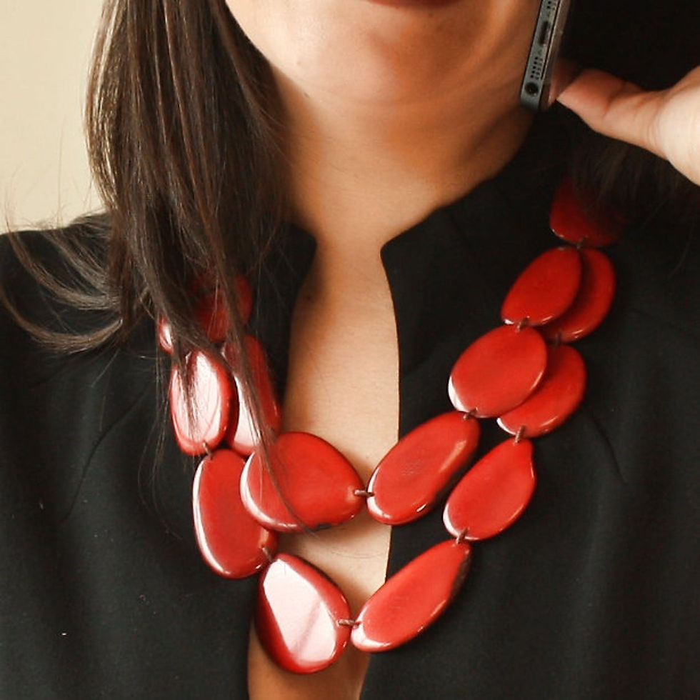 Thumbnail: Bold& Beautiful layers long slices tagua necklace