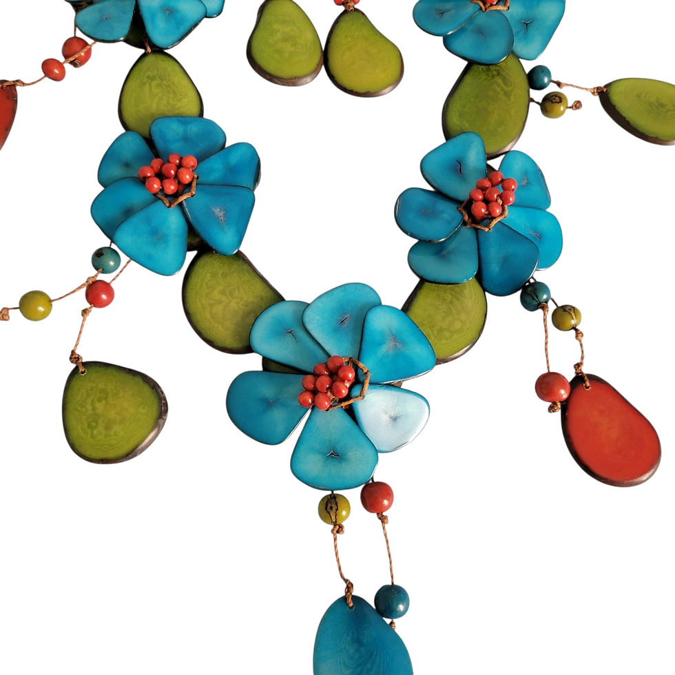Thumbnail: Waterfall flowers tagua statement nature necklace