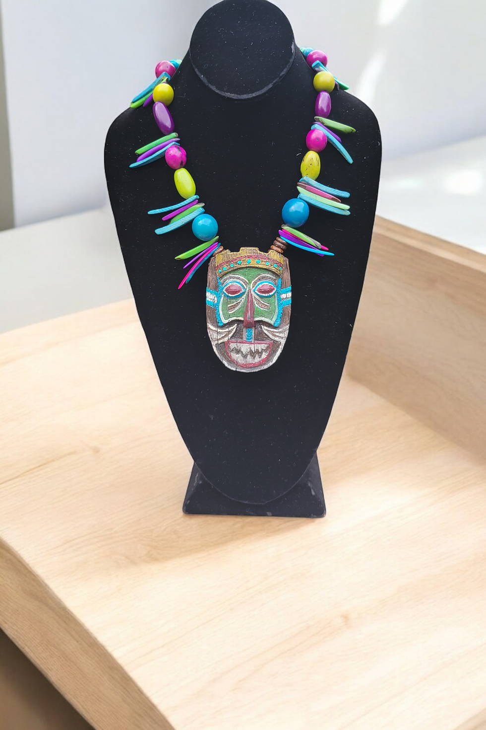 Thumbnail: Polinesian Surf God unisex tagua &resin necklace artist collaboration