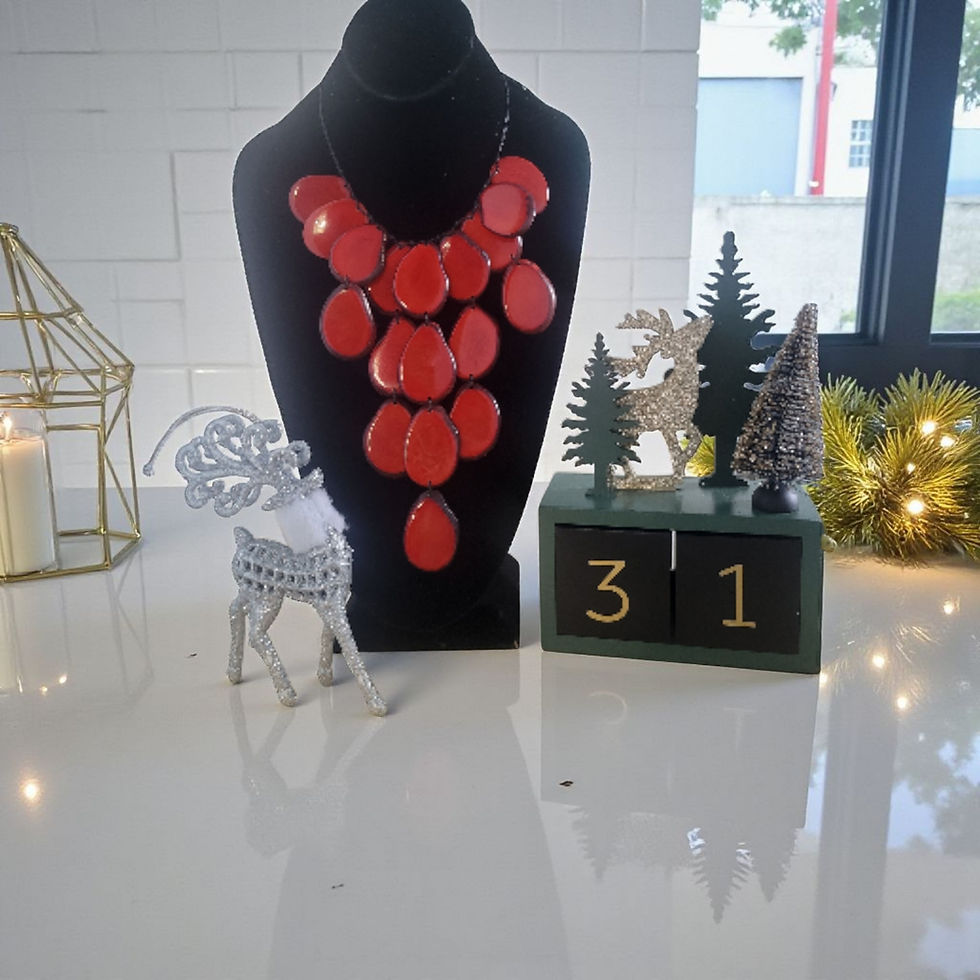 Tagua nut waterfall statement bib necklace