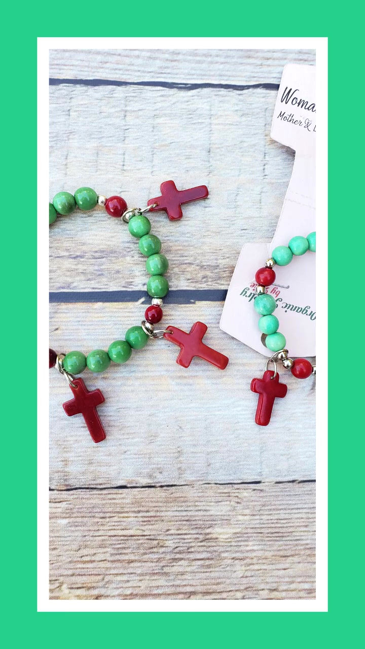 Thumbnail: Ponsettia and roses tagua nut long necklace floral ecojewelry