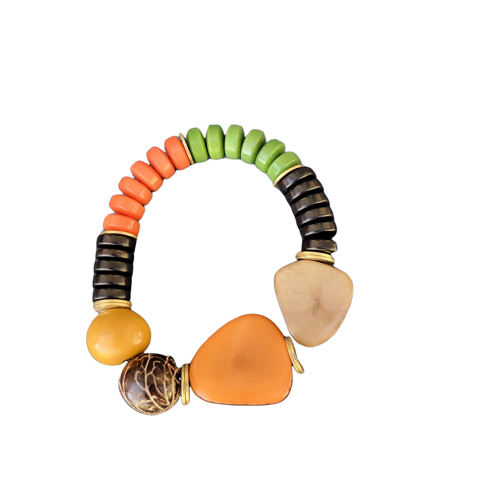 Thumbnail: Funky Chunky tagua beaded color block stretch bracelets fun colors