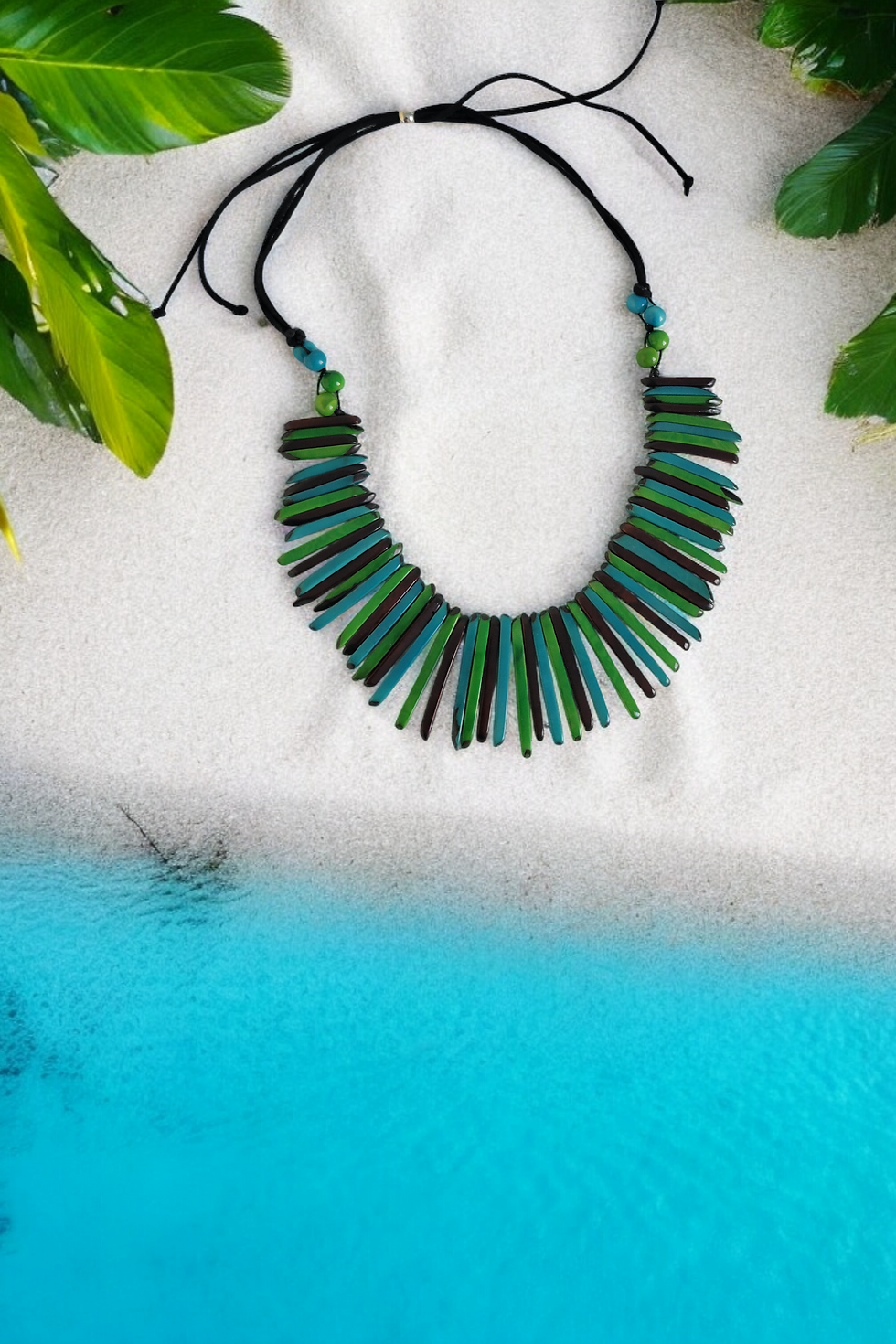 Thumbnail: 70 spears  tribal spiked tagua nut necklace  