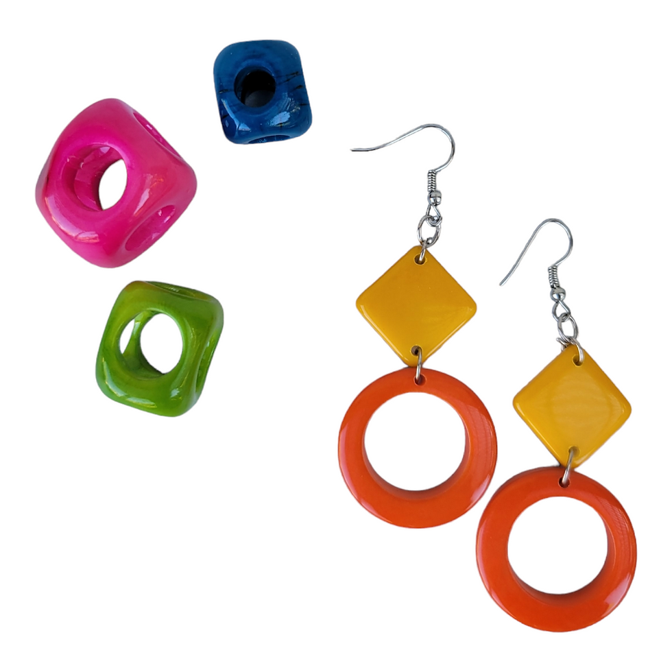 Thumbnail: Mid century inspired hoops tagua earrings