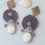 Thumbnail: Toquilla straw plum earrings with wrapped crystals and moonstone