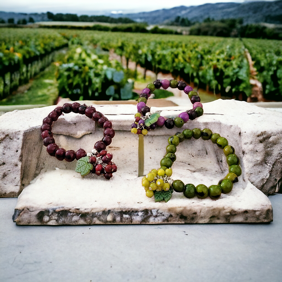 Thumbnail: Grapes stretch bracelet /wine lover gift jewelry