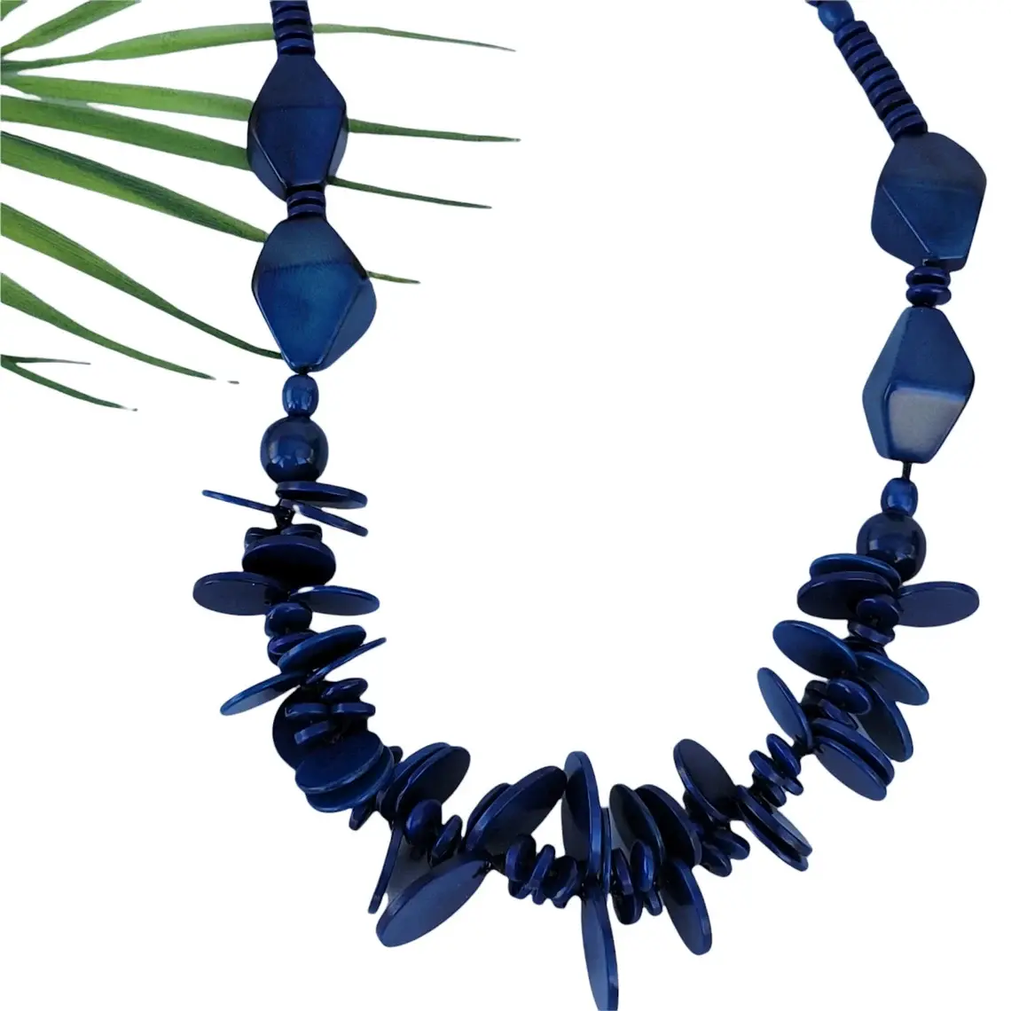 Chunky green Tagua Necklace/Tropical Beach jewelry/ Statement ecojewel