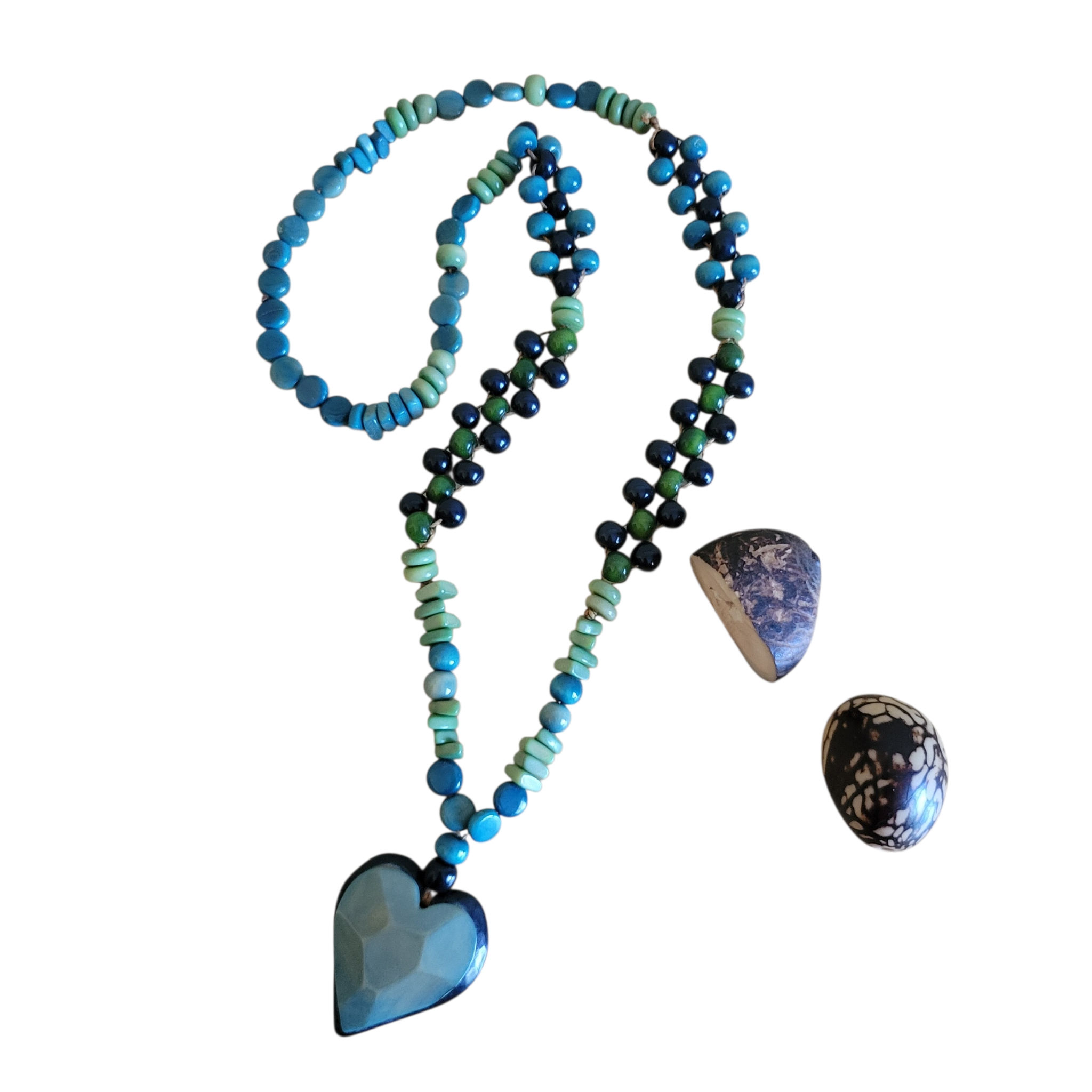 Aqua heart ocean love tagua minimalist long neck