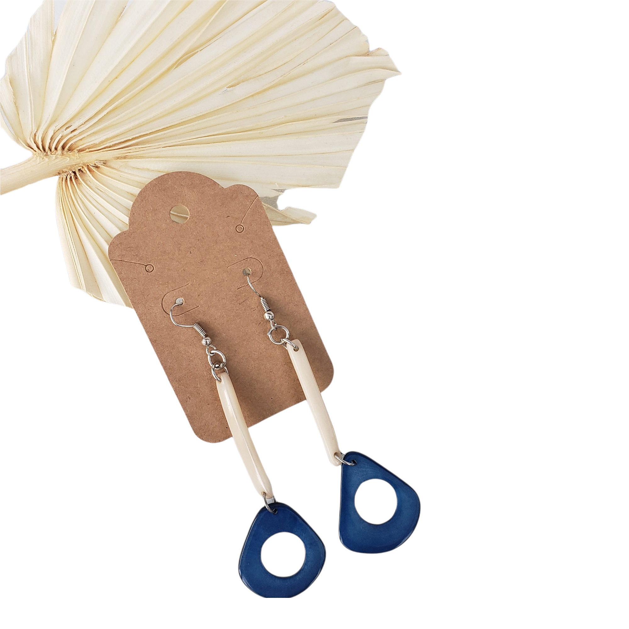 Dangle long earrings/ Tagua summer earrings/ Color block earrings/