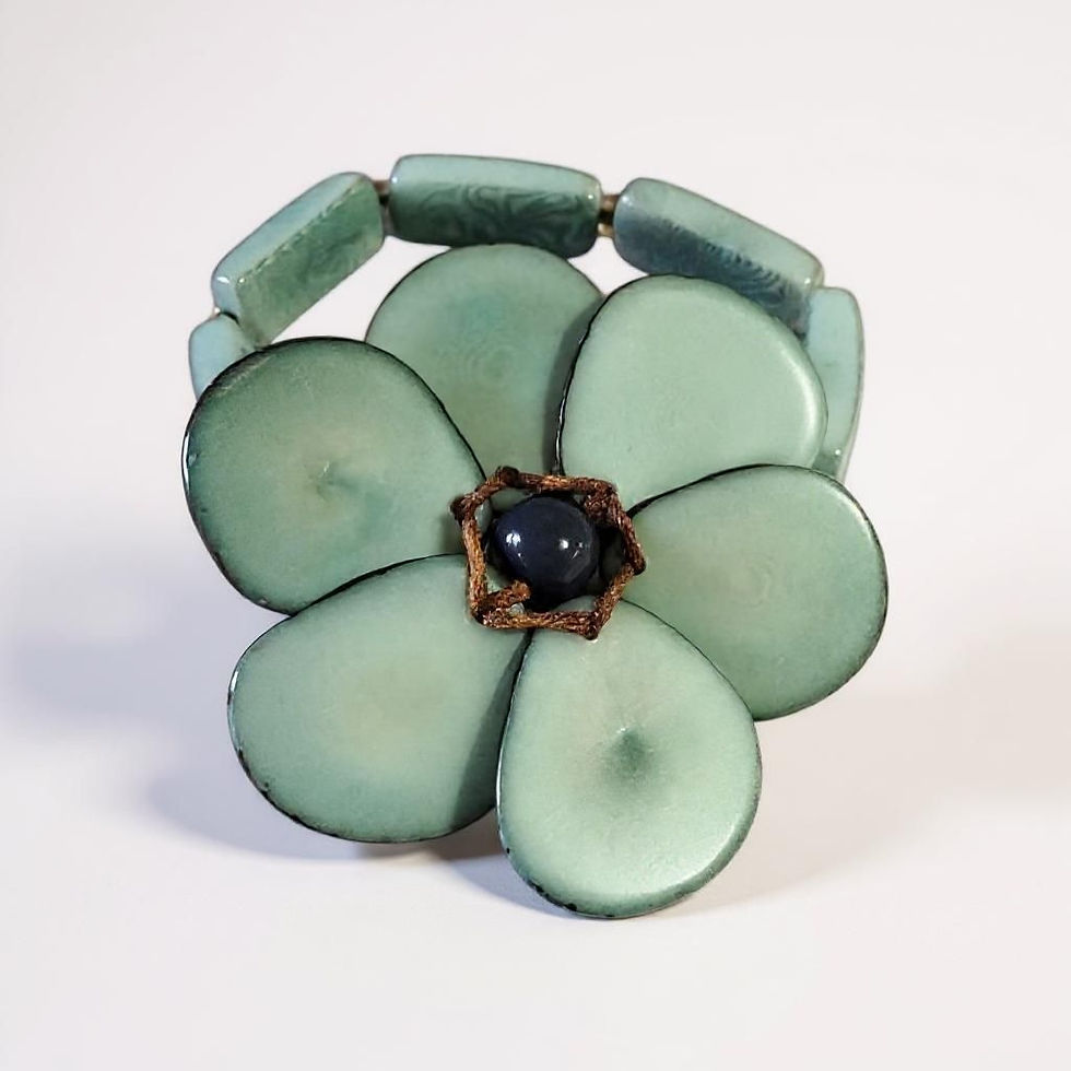 Thumbnail: Phicodelic Flower  tagua bracelet by Allie