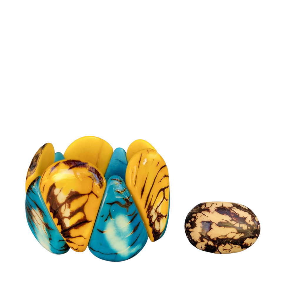 Thumbnail: Ergonomic drops Tagua nut bracelet / Eco friendly rustic wooden Bracelet