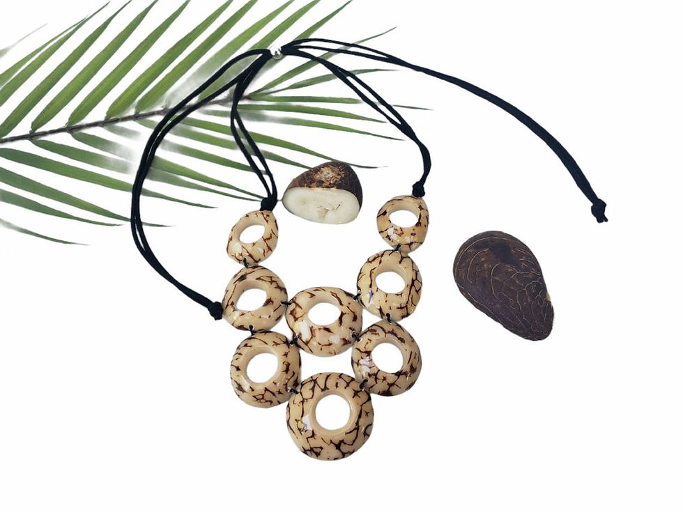 Thumbnail: Rustic Calamari Rings tagua bib black