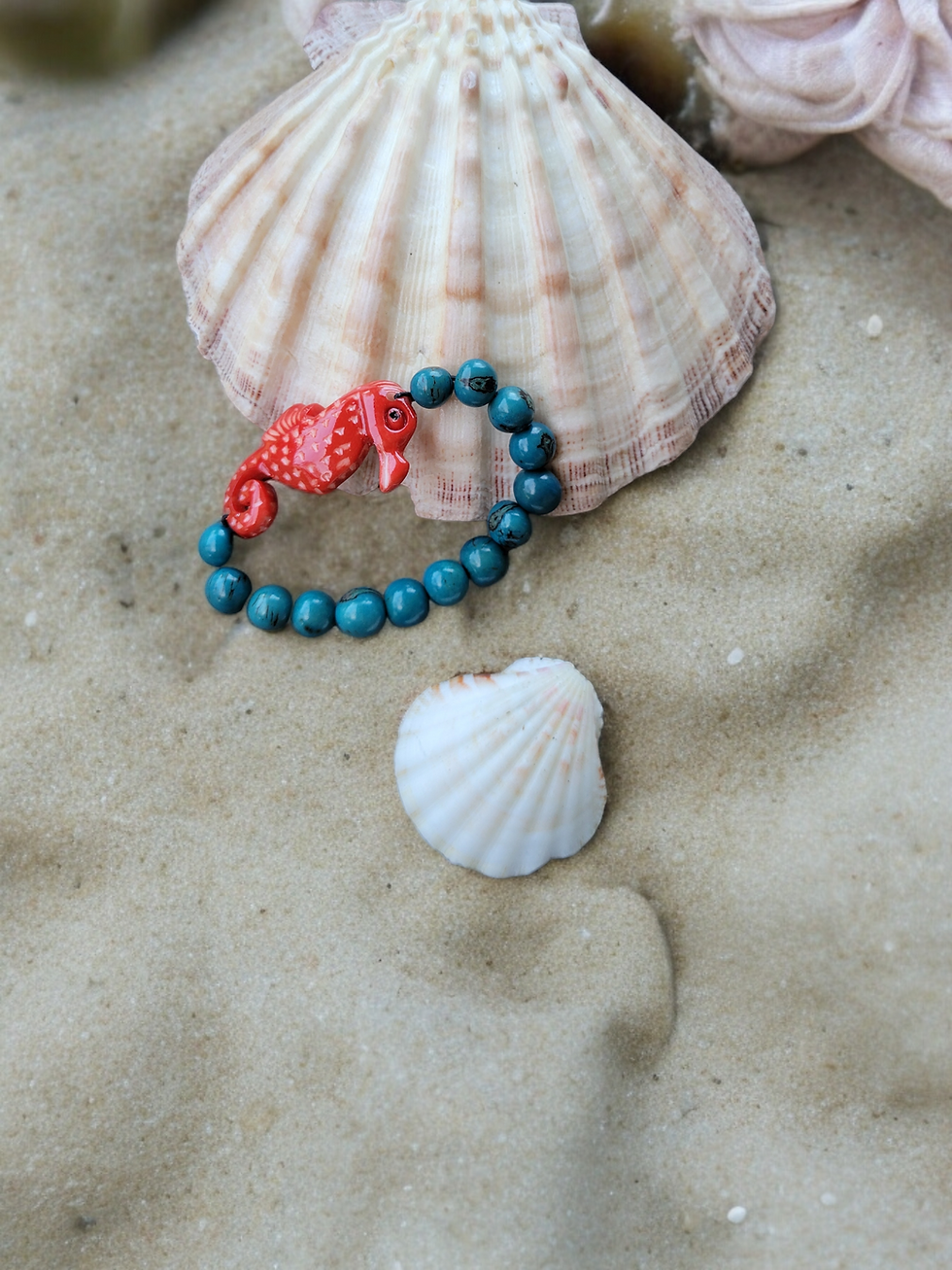 Thumbnail:  Sea horses  tagua and acai bracelet mermaid jewelry
