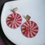 Thumbnail: Swirl pink toquilla disk earrings with love pink quartz hearts