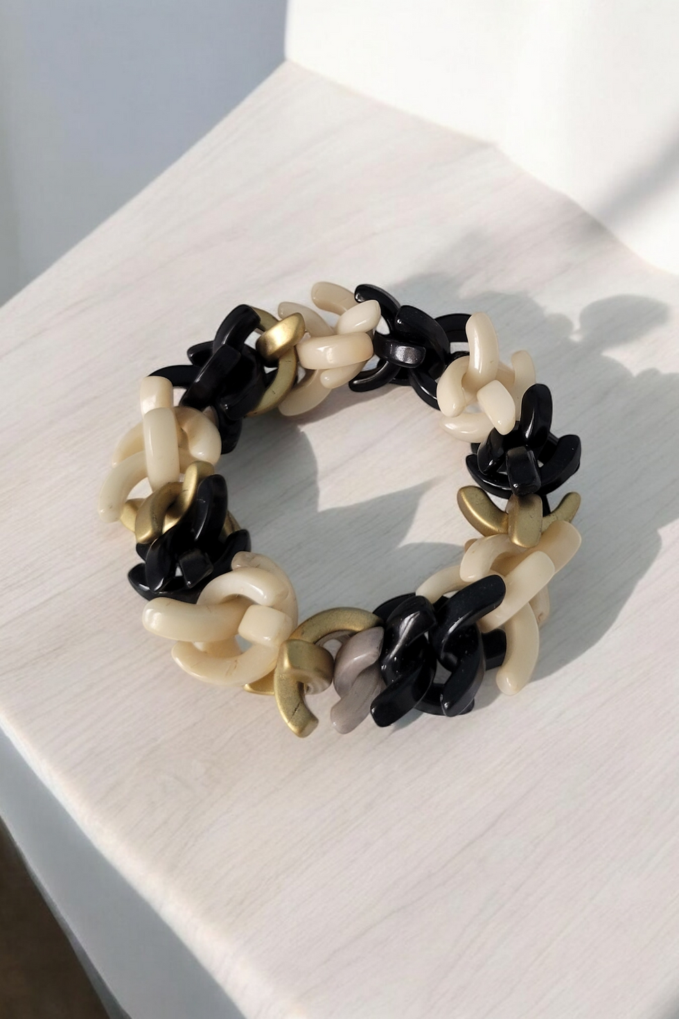 Thumbnail: Funky chunky  tagua spikes bracelet/ C shaped