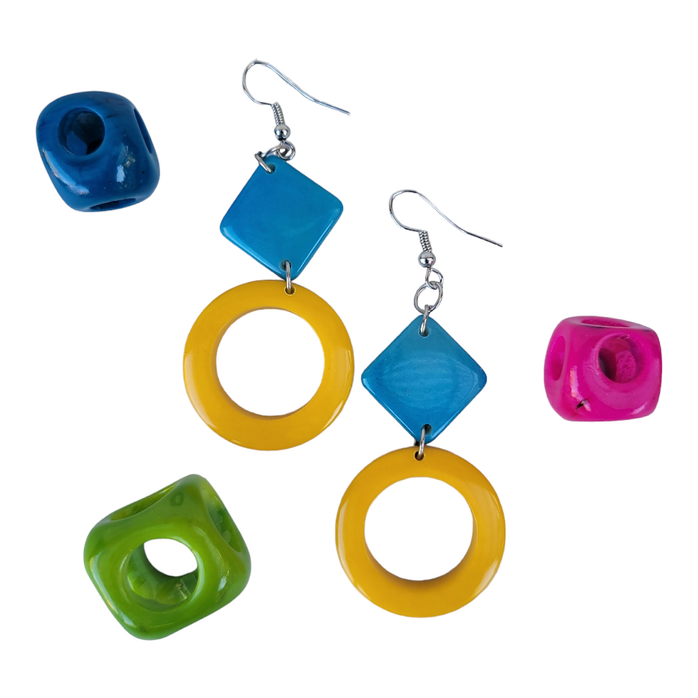 Thumbnail: Mid century inspired hoops tagua earrings